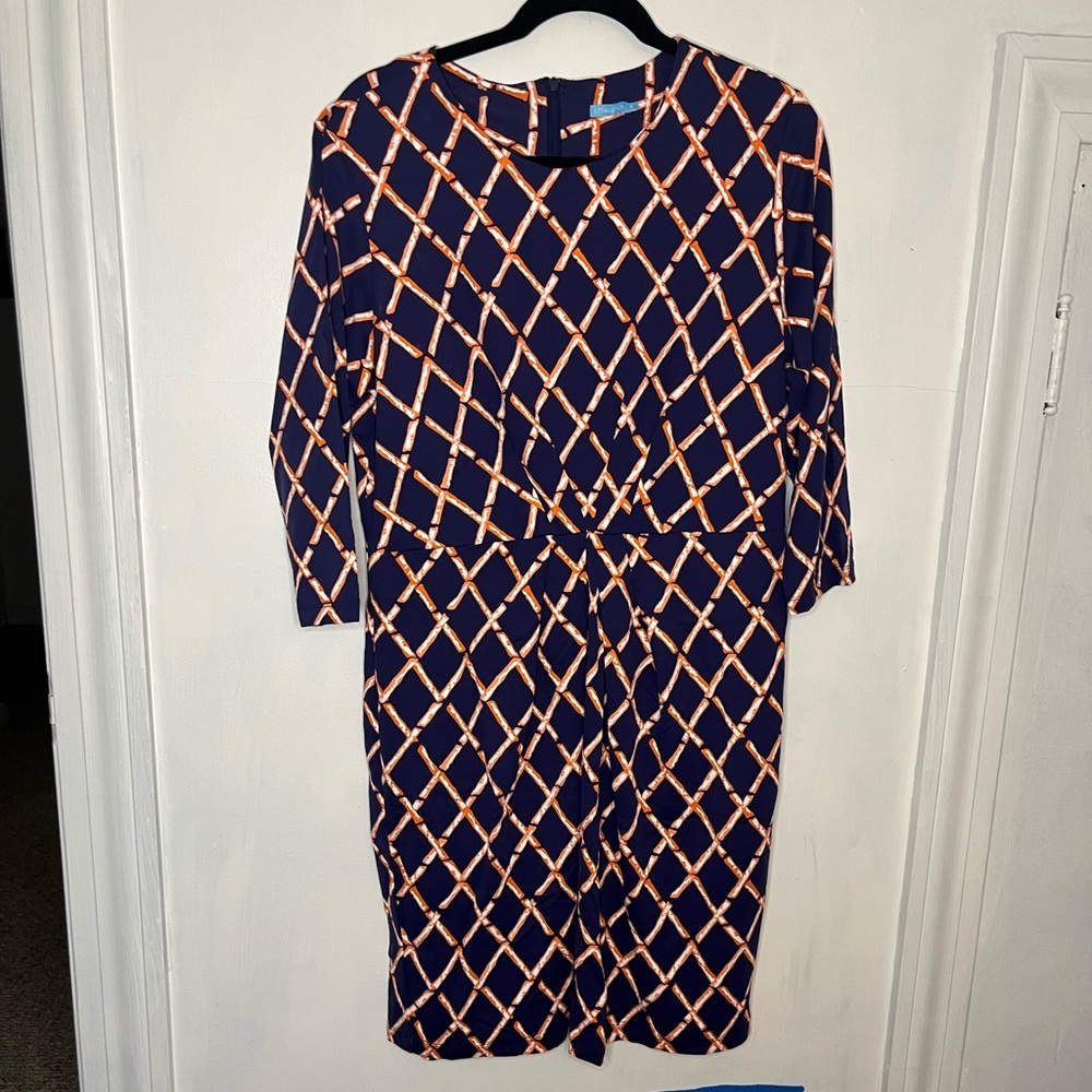 J.McLaughlin XL Catalina Cloth Ruched front 3/4 sleeve shift dress.